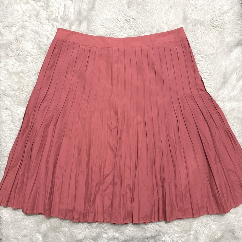 Talbots Pleated Midi Skirt High Waisted Lined Classic Salmon Pink Size 16